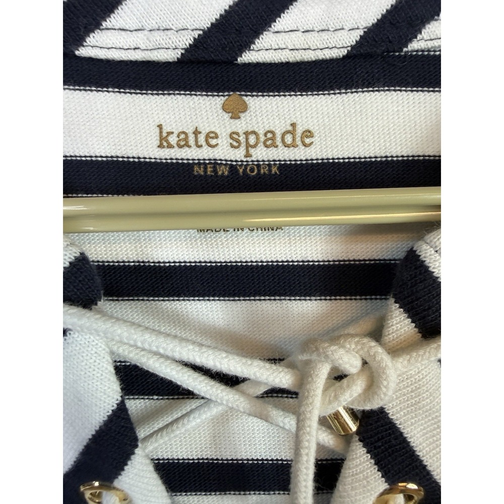 Kate Spade Nautical Striped Shift Dress Size M Blue White Beach Cottage Core - Picture 5 of 7
